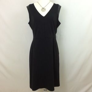 Attention Black Faux Leather Shoulder Dress L NWT